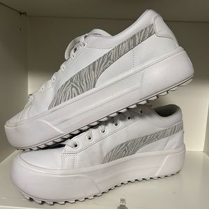 White with grey animal print, worn once, in original box